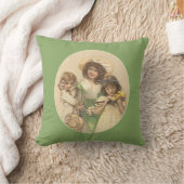 イースターガールズヴィンテージ芸術枕 クッション (ブランケット)