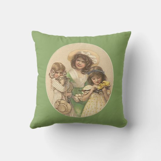 イースターガールズヴィンテージ芸術枕 クッション (裏面)