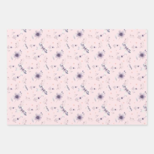 イースターガールパーソナライズされたバニー名ピンクパープル ラッピングペーパーシート (正面2)
