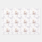 イースターガールパーソナライズされたバニー名紫 ラッピングペーパーシート (正面)