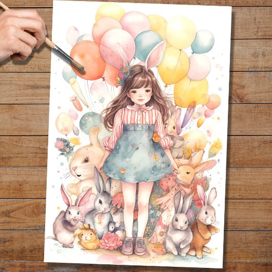 イースターガール3デクページ紙 薄葉紙