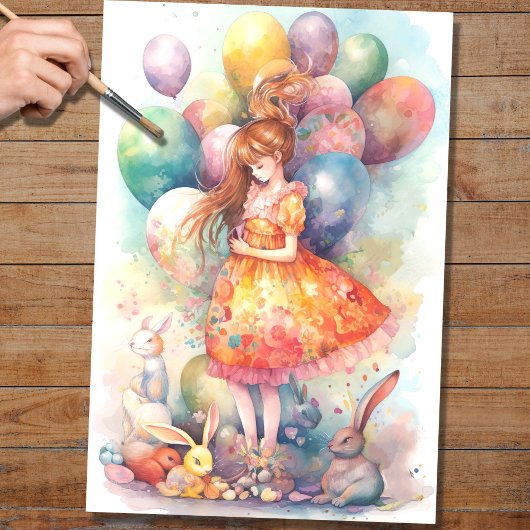 イースターガール4デクページ紙 薄葉紙