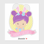 イースターガール、イースターエッグ、パープルヘア、バニー耳 シール (シート)