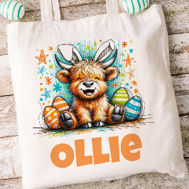イースターキッズ名ボーイズBunny Highland Cow トートバッグ