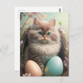 イースターキットン葉書を泡立てる ポストカード (正面/裏面)