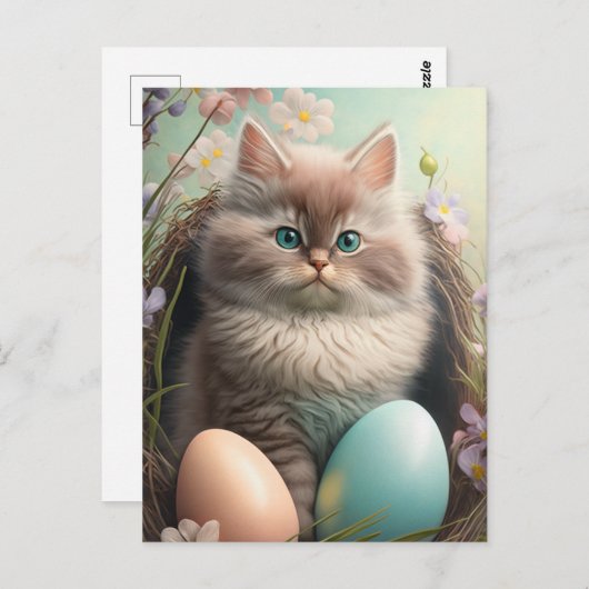 イースターキットン葉書を泡立てる ポストカード (正面/裏面)