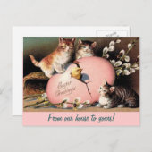 イースターキテンスヴィンテージグリーティングポストカード シーズンポストカード (正面/裏面)