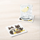 イースターキャッツイースターバスケットベビーチックス スクエアペーパーコースター (インサイチュ)