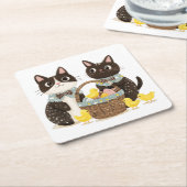 イースターキャッツイースターバスケットベビーチックス スクエアペーパーコースター (アングル)