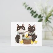 イースターキャッツイースターバスケットベビーチックス ポストカード (スタンド正面)