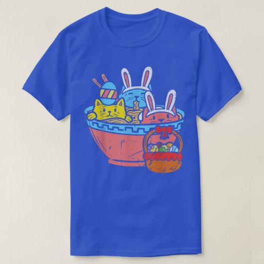 イースターキャッツラーメン耳卵かわいい日本のN Tシャツ (デザイン正面)