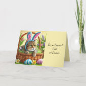 イースターキャットキッズホリデーグリーティングカード シーズンカード (正面)