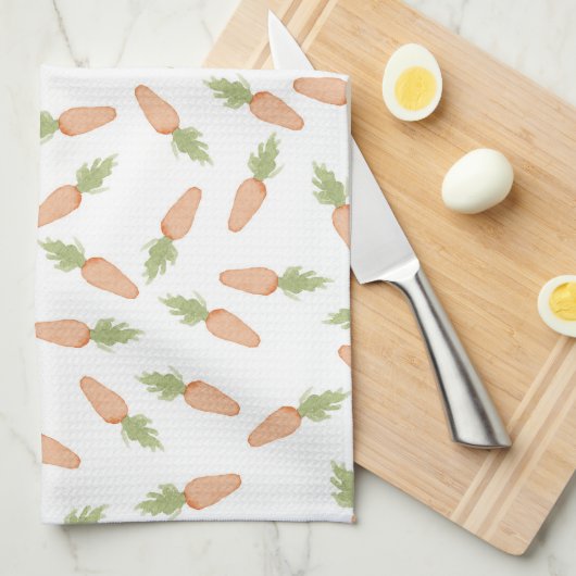 イースターキャロッツ茶タオル キッチンタオル (四つ折り)