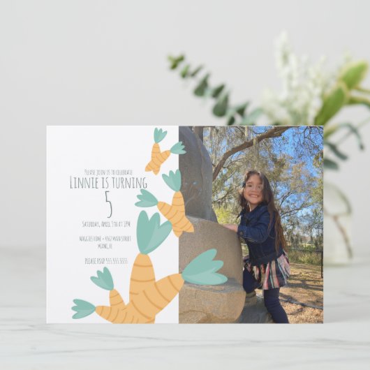 イースターキャロットバンチ誕生日フォトクラフト 招待状 (スタンド正面)