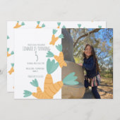 イースターキャロットバンチ誕生日フォトクラフト 招待状 (正面/裏面)