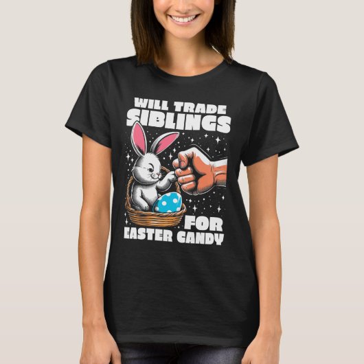 イースターキャンディと兄弟姉妹を交換 イースターバニー Tシャツ (正面)