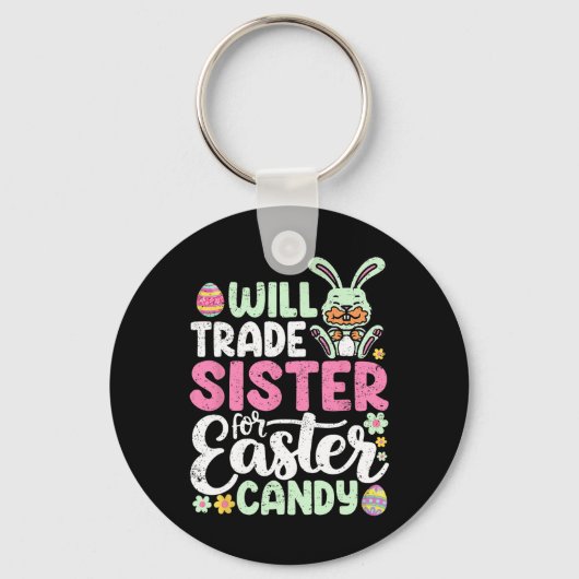 イースターキャンディの男の子をトッドに妹おもしろいを交換する キーホルダー (正面)