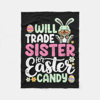 イースターキャンディの男の子をトッドに妹おもしろいを交換する フリースブランケット