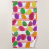 イースターキャンディズピンクストライプ色 ビーチタオル (正面)