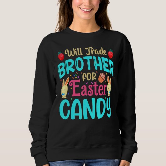 イースターキャンディバニー復活祭のために兄弟を交換する スウェットシャツ (正面)