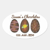 イースターキャンディパーソナライズされたチョコレートエッグステッカー 楕円形シール (正面)