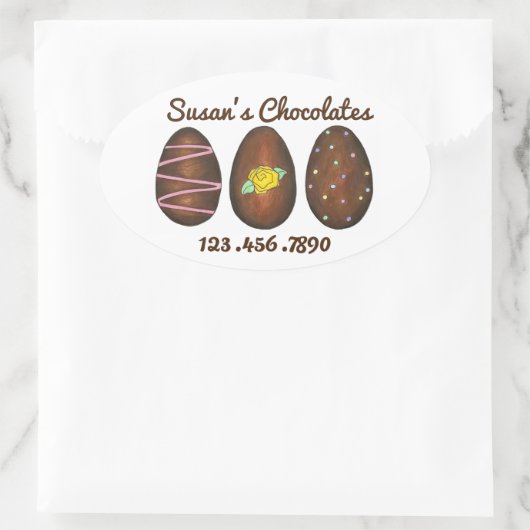 イースターキャンディパーソナライズされたチョコレートエッグステッカー 楕円形シール (バッグ)