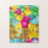 イースターキャンディフォークアートガールズバスケットスタッファー ジグソーパズル (縦)