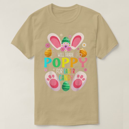 イースターキャンディ少年の女の子のためのポピーを交換する Tシャツ (デザイン正面)