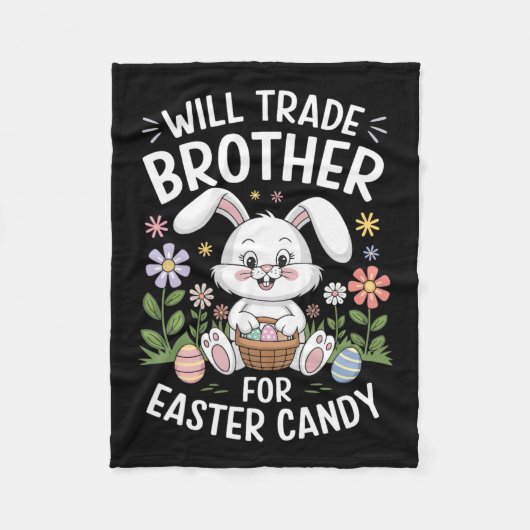 イースターキャンディBunny Prのために弟おもしろいを交換する フリースブランケット (正面)