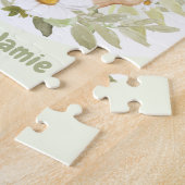 イースターキュートなバニー黄色の卵パーソナライズされたの名前 ジグソーパズル (側面)