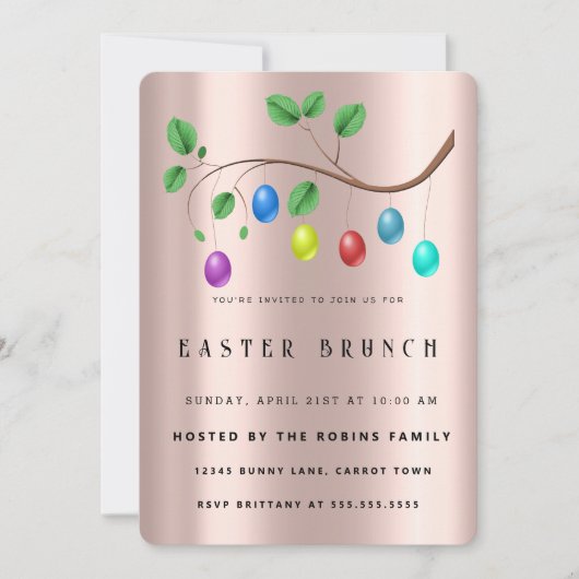 イースターキュートゴールデンバラエッグ招待状 招待状 (正面)