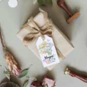 イースターキュートバニーウォーターカラー春の花 ギフトタグ