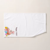 イースターキュートバニーラビットウォーターカラーエッグ美しい バスタオルセット (ハンドタオル)