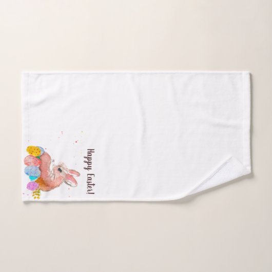 イースターキュートバニーラビットウォーターカラーエッグ美しい バスタオルセット (ハンドタオル)