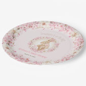 イースターキュートバニー春ピンクガール赤ちゃんシャワー ペーパープレート (アングル)