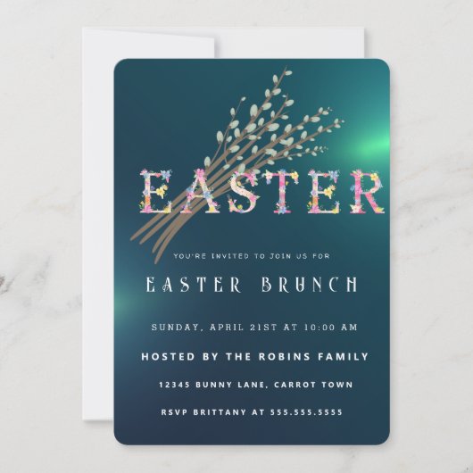 イースターキュートフラワーズ招待状 招待状 (正面)