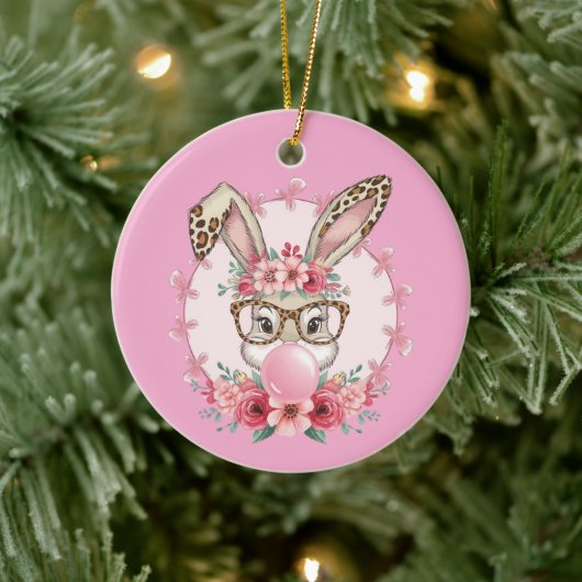 イースターキュートフローラバニーヒョウ贈り物 セラミックオーナメント (ツリー)
