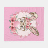 イースターキュートフローラバニーヒョウ贈り物 フリースブランケット (正面(横))