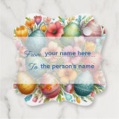 イースターギフトをパーソナライズ春の花ラベル フェイバータグ (裏面)