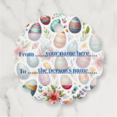 イースターギフトをパーソナライズ春の花ラベル フェイバータグ (裏面)