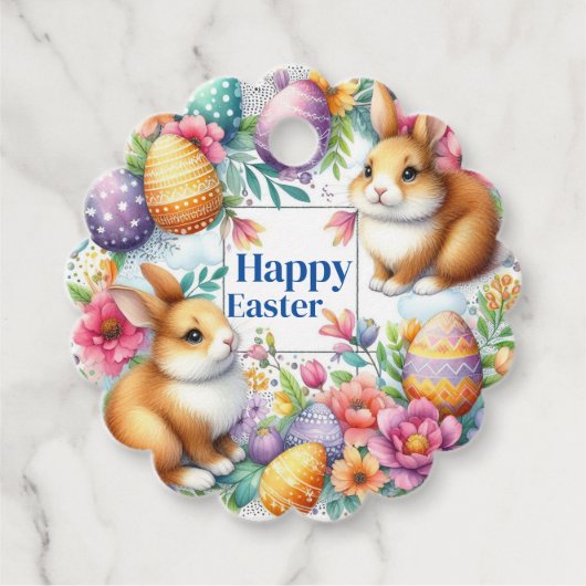 イースターギフトをパーソナライズ春の花ラベル フェイバータグ (正面)