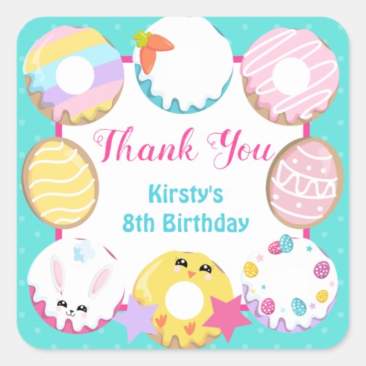 イースタークッキーのドーナツとスイーツパーティー スクエアシール (正面)