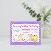 イースタークッキーのドーナツとスイーツ誕生日パーティー ポストカード (スタンド正面)