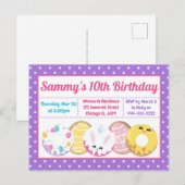 イースタークッキーのドーナツとスイーツ誕生日パーティー ポストカード (正面/裏面)