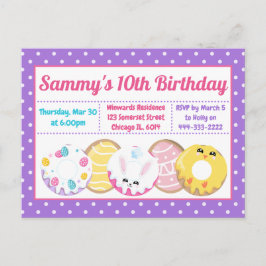 イースタークッキーのドーナツとスイーツ誕生日パーティー ポストカード