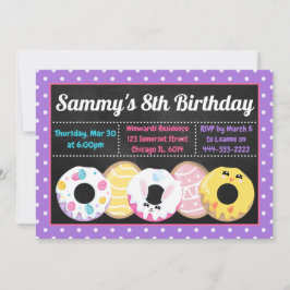 イースタークッキードーナツとスイーツバースデーパーティー 招待状