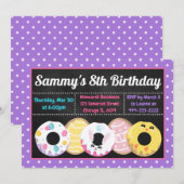 イースタークッキードーナツとスイーツバースデーパーティー 招待状 (正面/裏面)