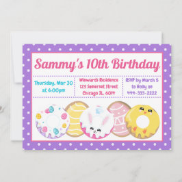 イースタークッキードーナツとスイーツバースデーパーティー 招待状