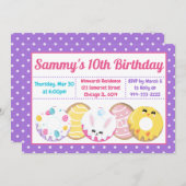 イースタークッキードーナツとスイーツバースデーパーティー 招待状 (正面/裏面)