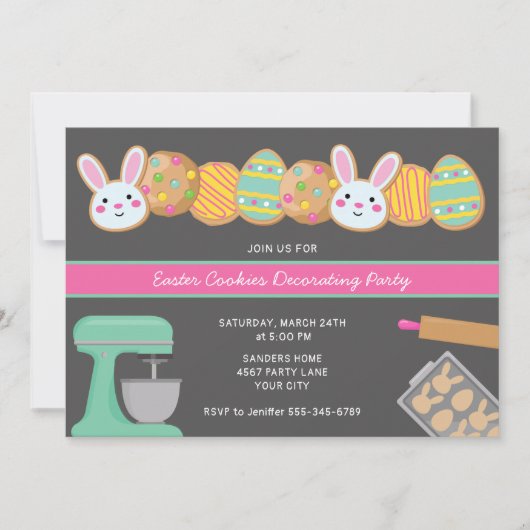イースタークッキーパーティの招待状 招待状 (正面)